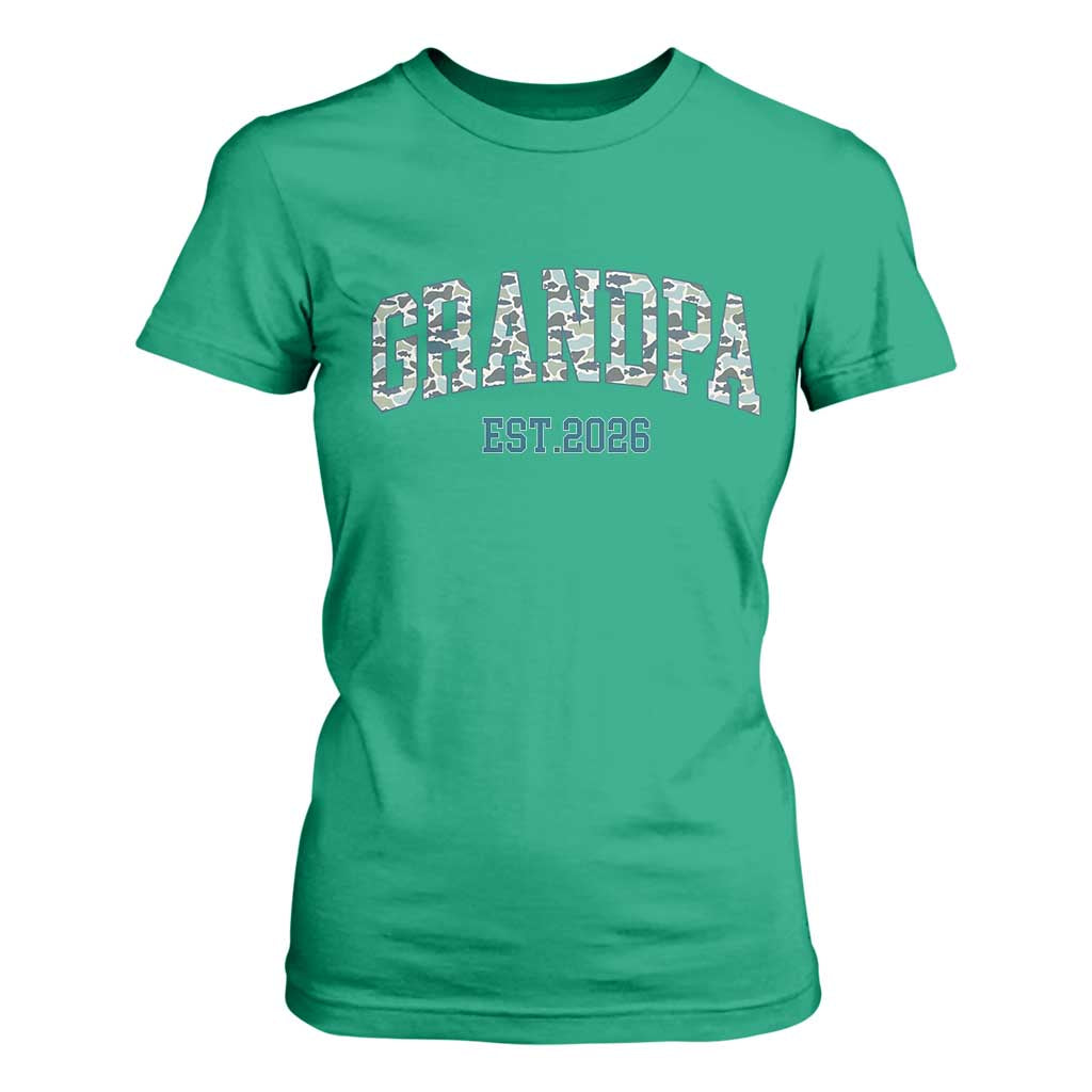 Promoted To Grandpa Est 2026 T Shirt For Women Camo Fishing New Grandpa Gift TS12 Irish Green Print Your Wear
