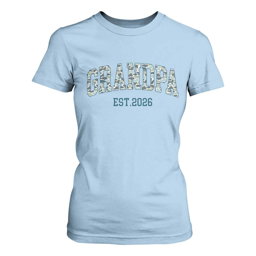 Promoted To Grandpa Est 2026 T Shirt For Women Camo Fishing New Grandpa Gift TS12 Light Blue Print Your Wear
