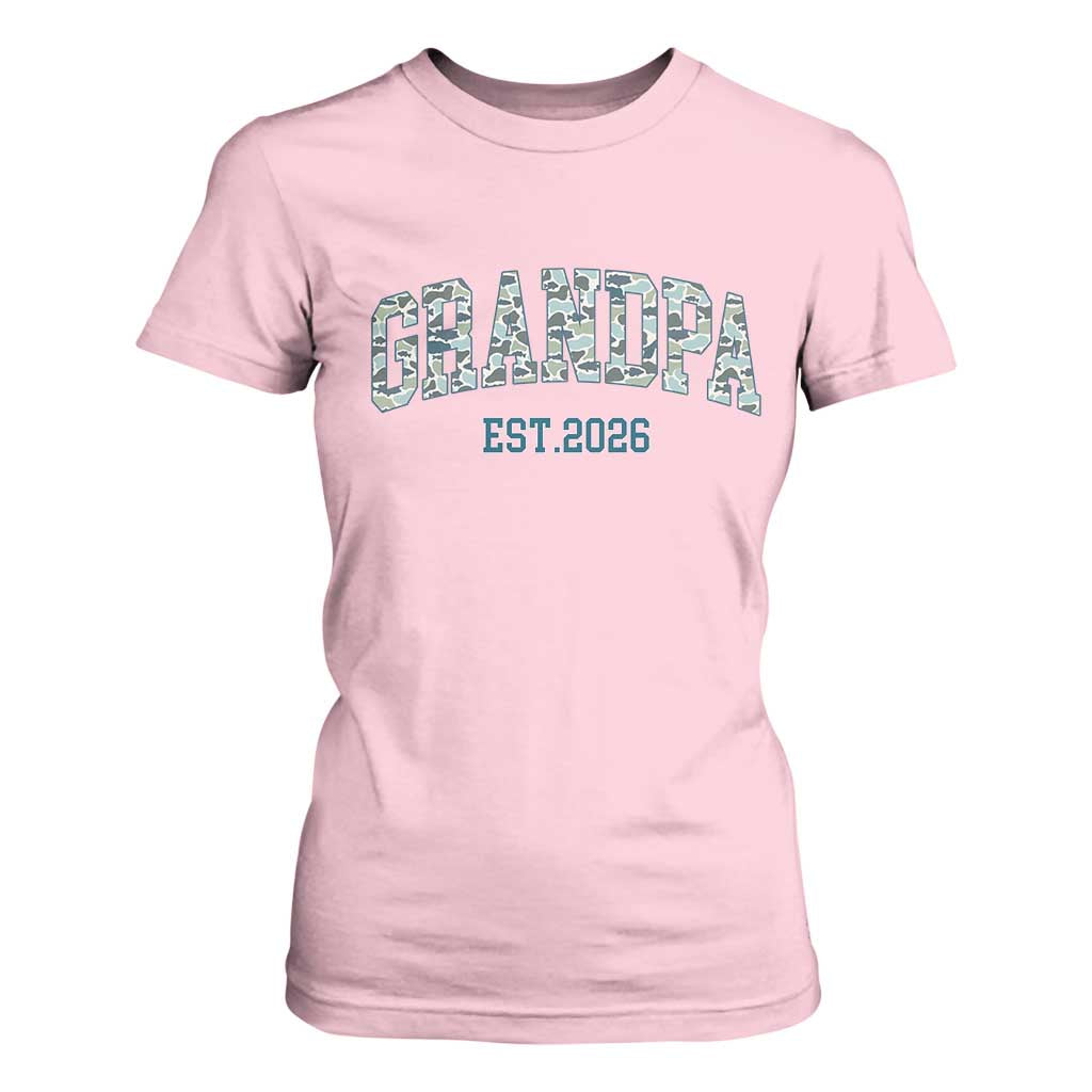 Promoted To Grandpa Est 2026 T Shirt For Women Camo Fishing New Grandpa Gift TS12 Light Pink Print Your Wear