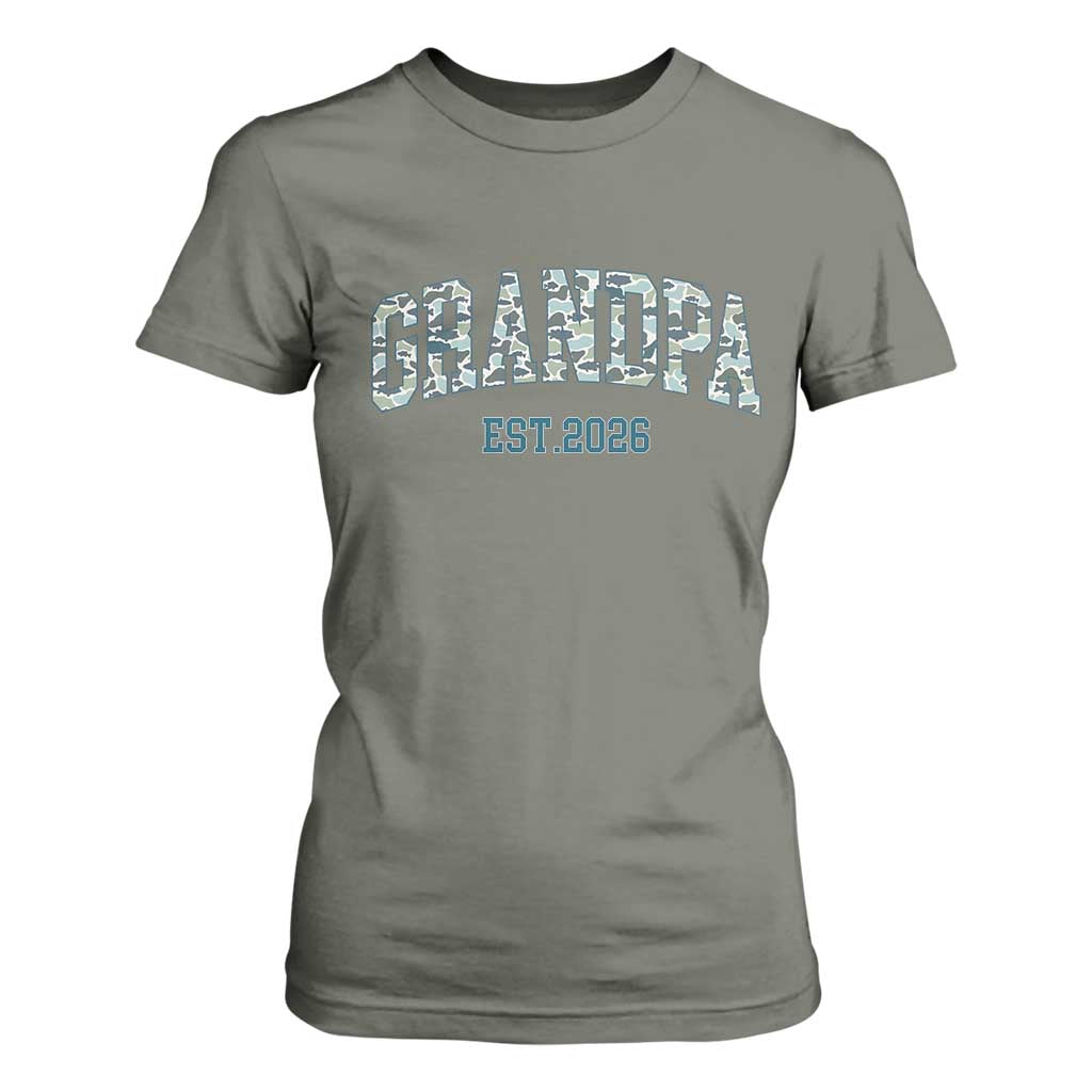 Promoted To Grandpa Est 2026 T Shirt For Women Camo Fishing New Grandpa Gift TS12 Military Green Print Your Wear