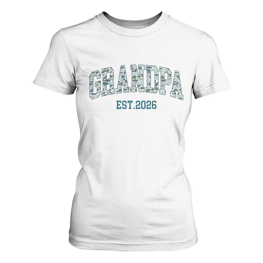 Promoted To Grandpa Est 2026 T Shirt For Women Camo Fishing New Grandpa Gift TS12 White Print Your Wear