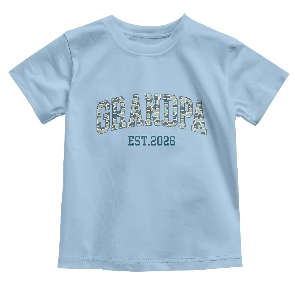 Promoted To Grandpa Est 2026 Toddler T Shirt Camo Fishing New Grandpa Gift TS12 Light Blue Print Your Wear