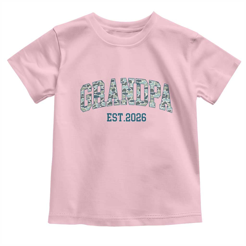 Promoted To Grandpa Est 2026 Toddler T Shirt Camo Fishing New Grandpa Gift TS12 Light Pink Print Your Wear