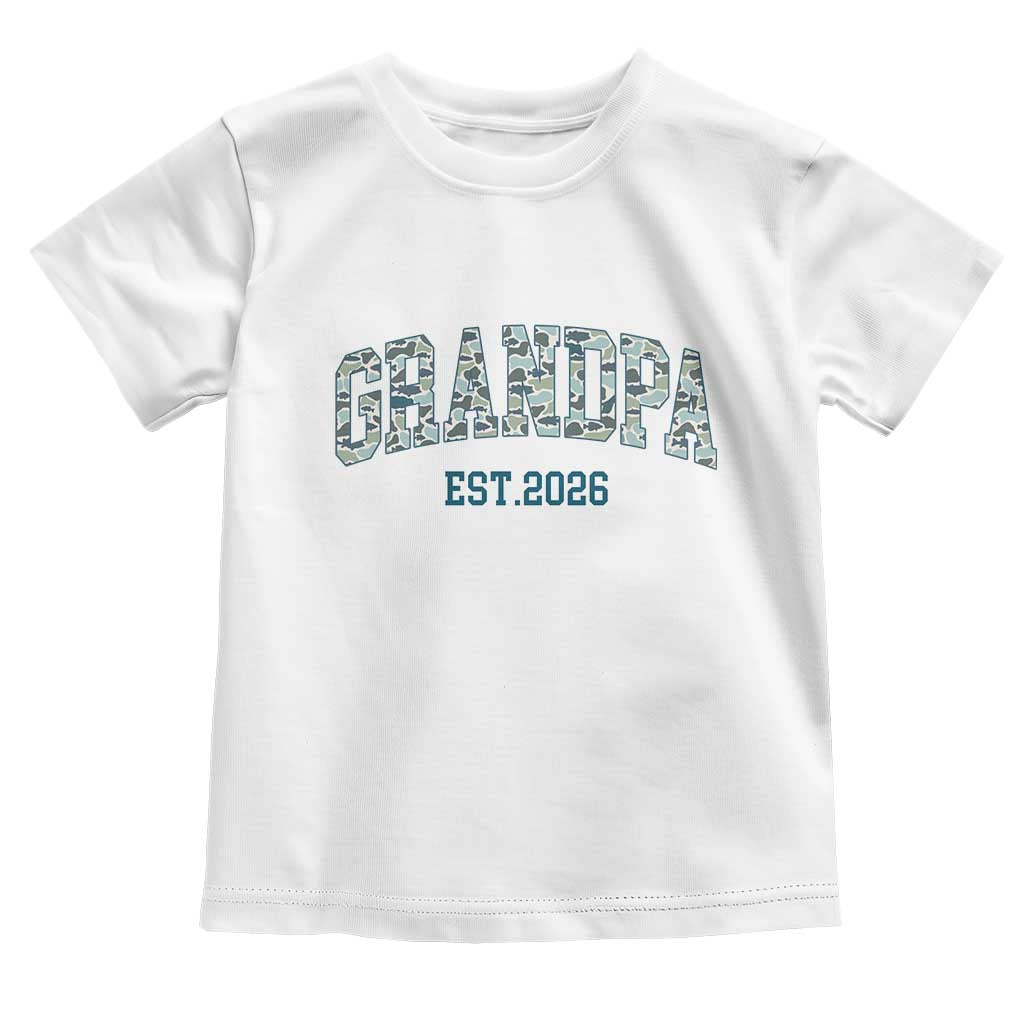 Promoted To Grandpa Est 2026 Toddler T Shirt Camo Fishing New Grandpa Gift TS12 White Print Your Wear