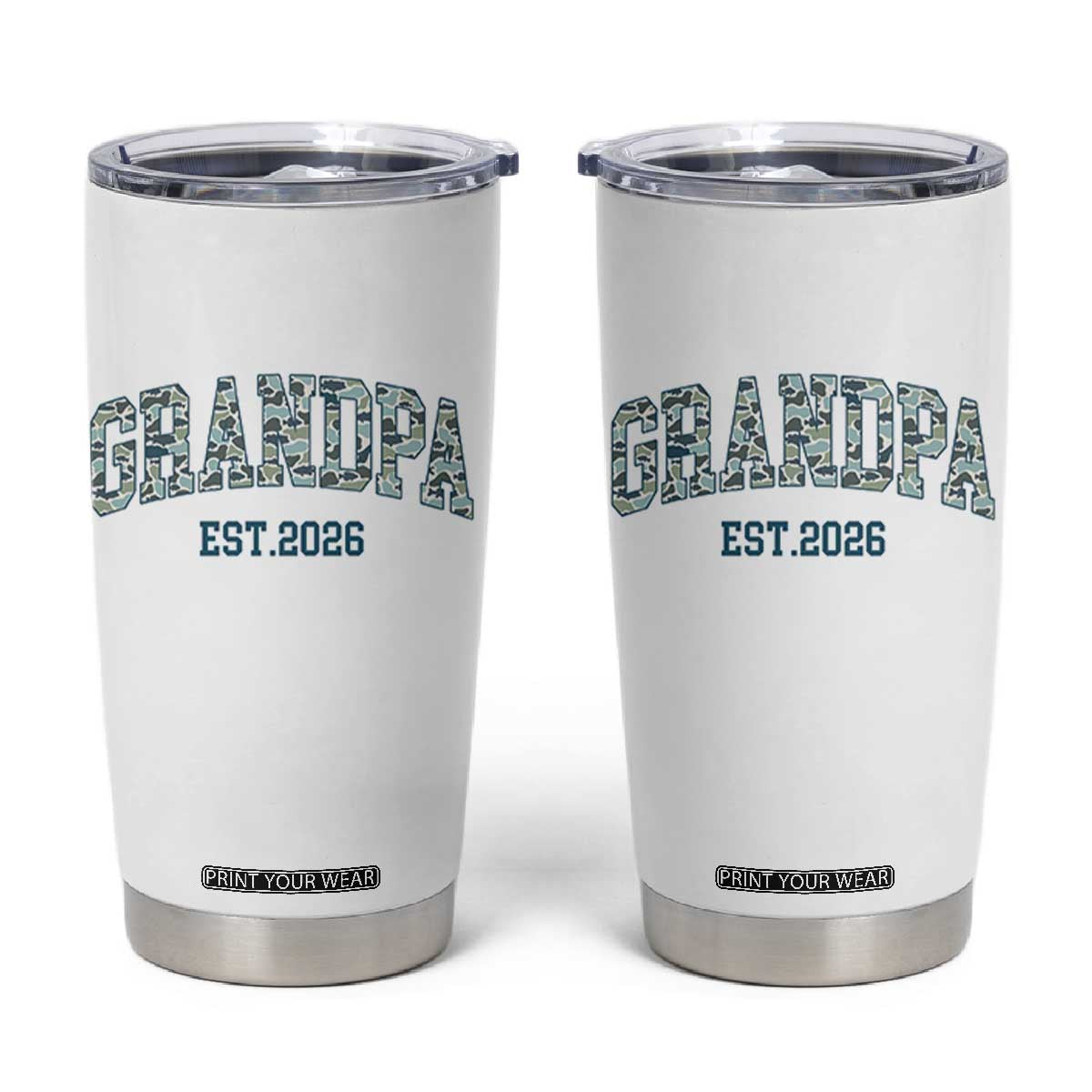 Promoted To Grandpa Est 2026 Tumbler Cup Camo Fishing New Grandpa Gift TS12 White Print Your Wear