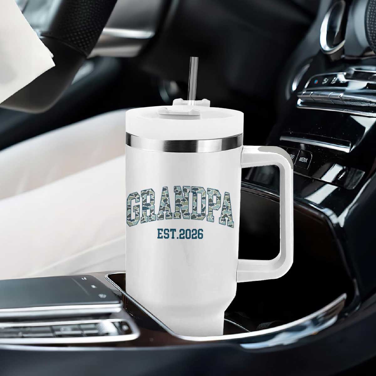 Promoted To Grandpa Est 2026 Tumbler With Handle Camo Fishing New Grandpa Gift TS12 Print Your Wear