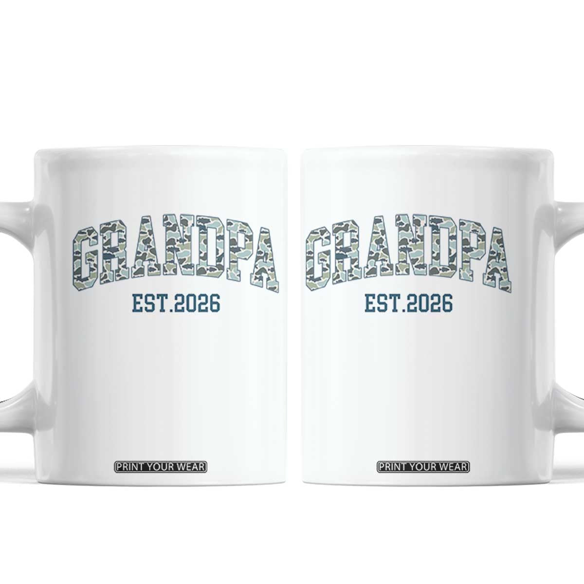 Promoted To Grandpa Est 2026 Coffee Mug Camo Fishing New Grandpa Gift TS12 White Print Your Wear