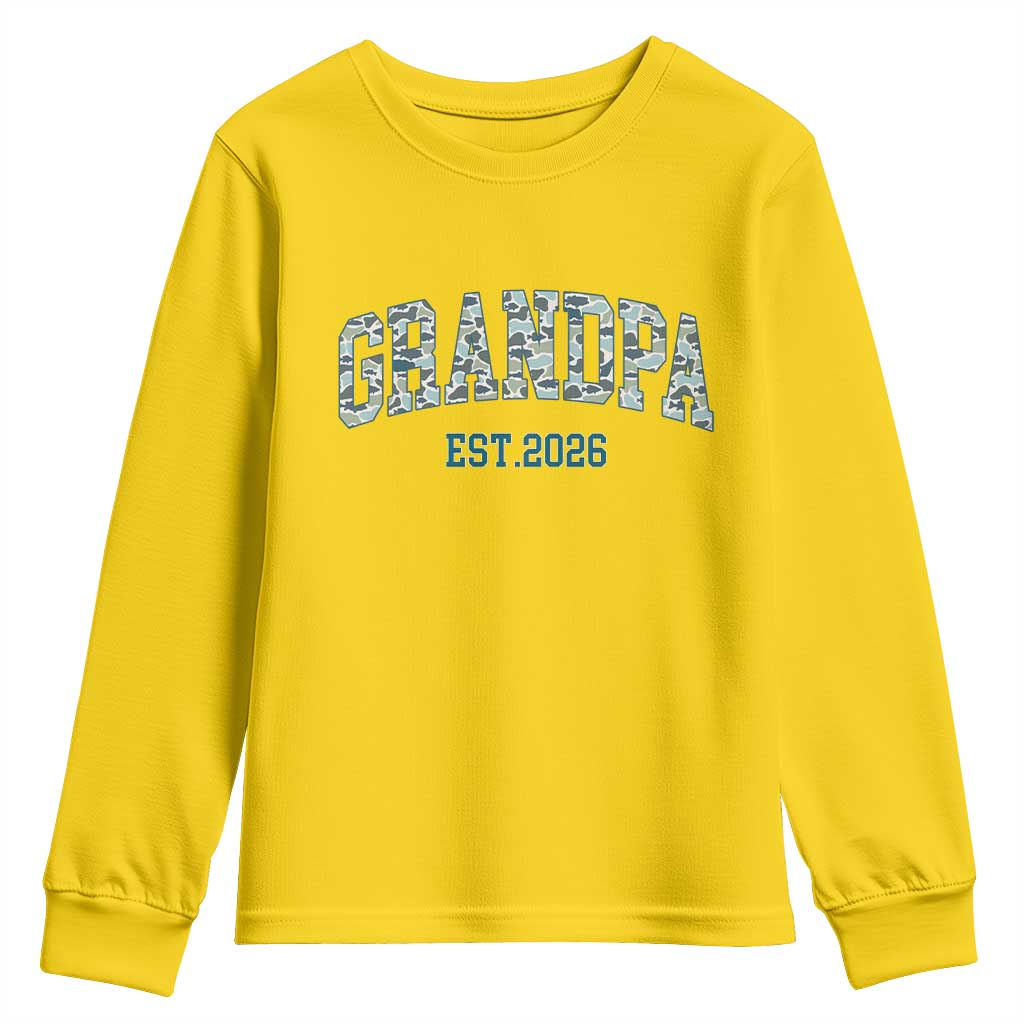 Promoted To Grandpa Est 2026 Youth Sweatshirt Camo Fishing New Grandpa Gift TS12 Daisy Print Your Wear