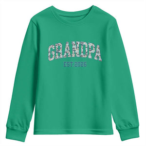 Promoted To Grandpa Est 2026 Youth Sweatshirt Camo Fishing New Grandpa Gift TS12 Irish Green Print Your Wear