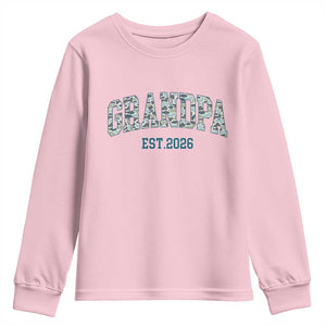 Promoted To Grandpa Est 2026 Youth Sweatshirt Camo Fishing New Grandpa Gift TS12 Light Pink Print Your Wear