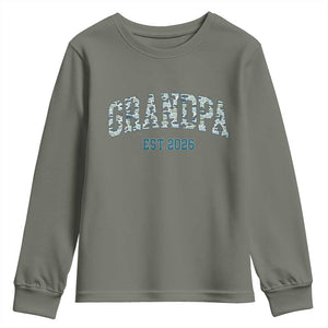 Promoted To Grandpa Est 2026 Youth Sweatshirt Camo Fishing New Grandpa Gift TS12 Military Green Print Your Wear