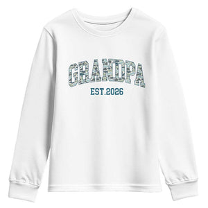 Promoted To Grandpa Est 2026 Youth Sweatshirt Camo Fishing New Grandpa Gift TS12 White Print Your Wear