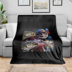 Patriotic Bass Fishing Moon Throw Blanket 4th Of July Fisherman Gift TS12 Print Your Wear