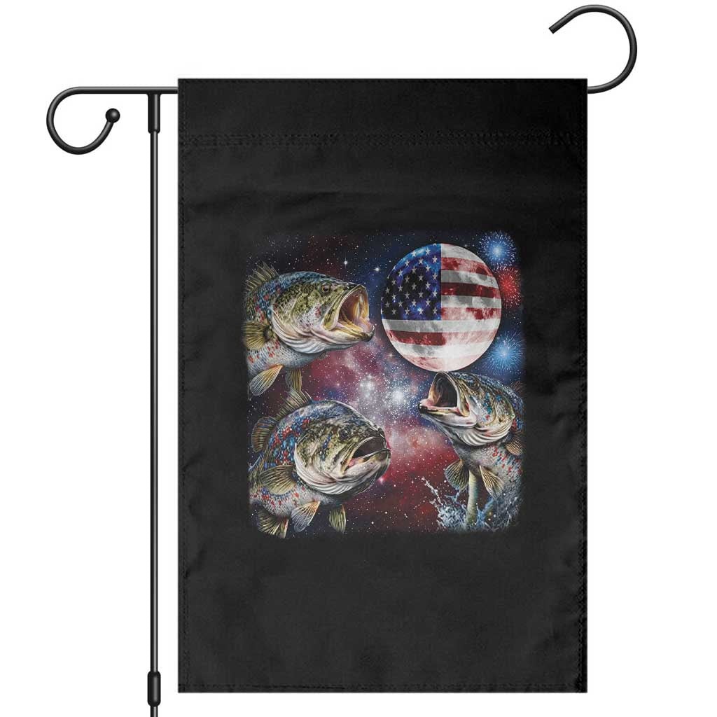 Patriotic Bass Fishing Moon Garden Flag 4th Of July Fisherman Gift TS12 Black Print Your Wear