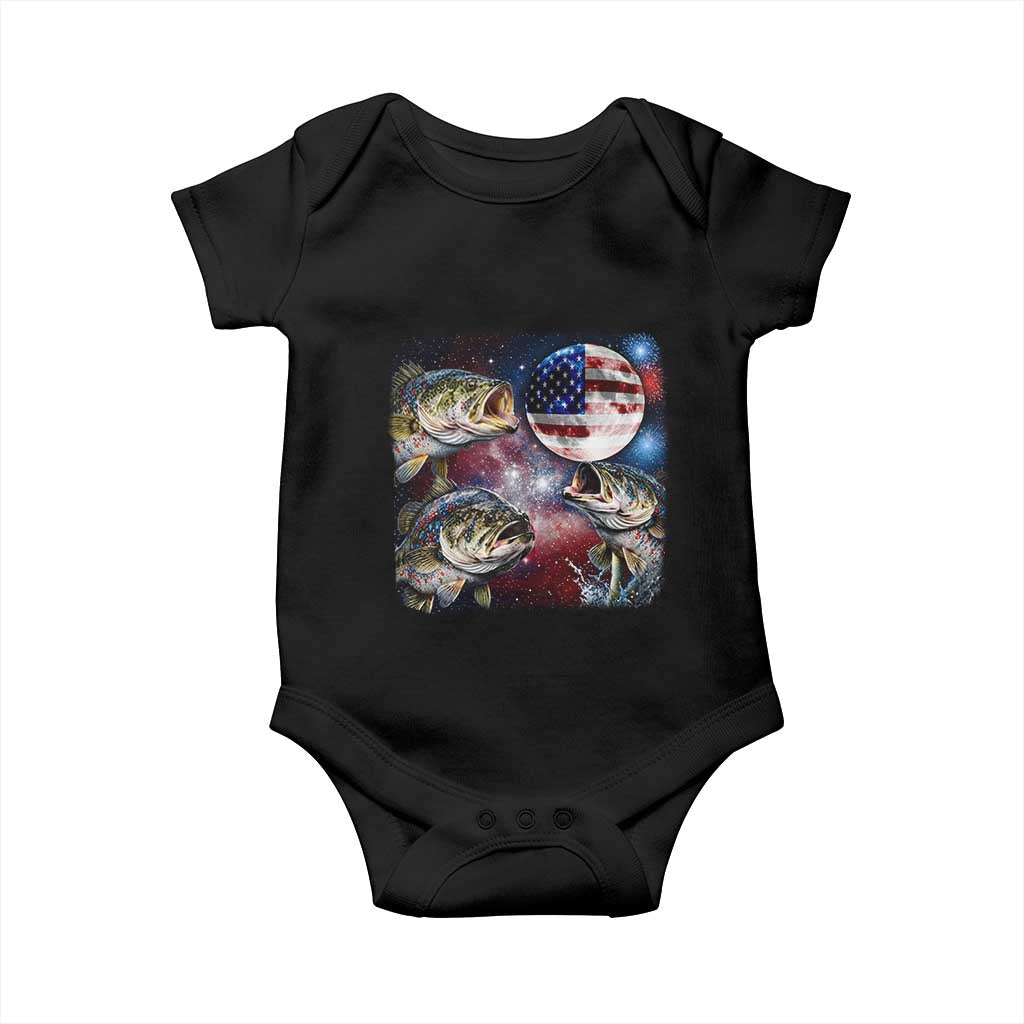 Patriotic Bass Fishing Moon Baby Onesie 4th Of July Fisherman Gift TS12 Black Print Your Wear