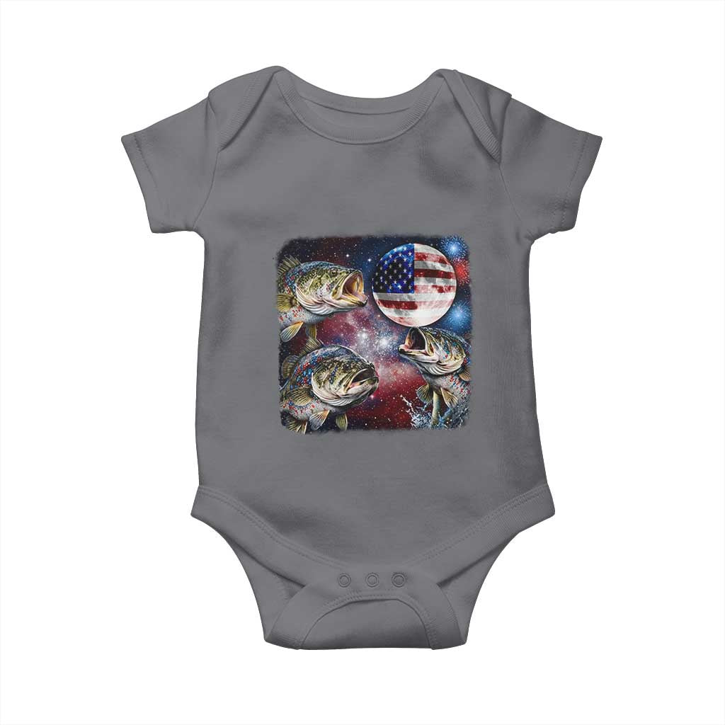 Patriotic Bass Fishing Moon Baby Onesie 4th Of July Fisherman Gift TS12 Charcoal Print Your Wear
