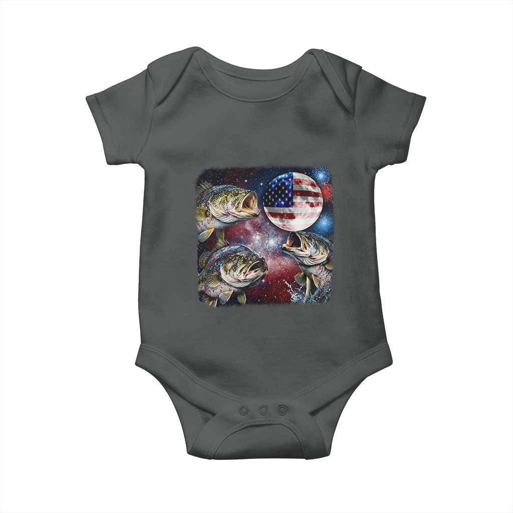 Patriotic Bass Fishing Moon Baby Onesie 4th Of July Fisherman Gift TS12 Dark Heather Print Your Wear