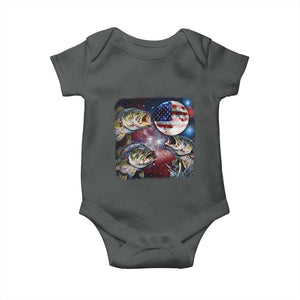 Patriotic Bass Fishing Moon Baby Onesie 4th Of July Fisherman Gift TS12 Dark Heather Print Your Wear