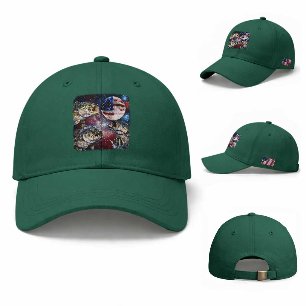Patriotic Bass Fishing Moon Baseball Cap 4th Of July Fisherman Gift TS12 Baseball Cap Universal Fit Irish Green Print Your Wear