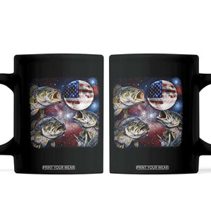 Patriotic Bass Fishing Moon Coffee Mug 4th Of July Fisherman Gift TS12 Black Print Your Wear