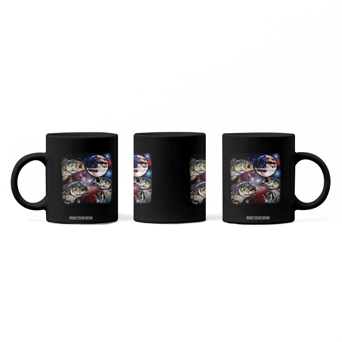 Patriotic Bass Fishing Moon Coffee Mug 4th Of July Fisherman Gift TS12 Print Your Wear