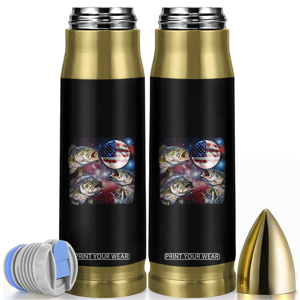 Patriotic Bass Fishing Moon Bullet Tumbler 4th Of July Fisherman Gift TS12 Black Print Your Wear