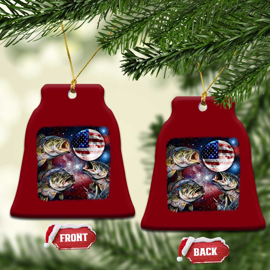 Patriotic Bass Fishing Moon Ceramic Ornament 4th Of July Fisherman Gift TS12 Print Your Wear