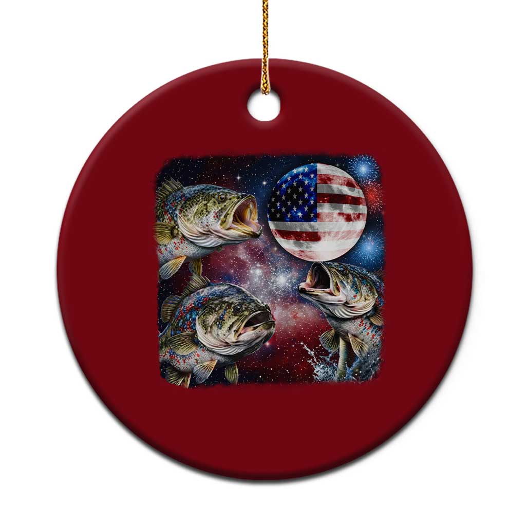 Patriotic Bass Fishing Moon Ceramic Ornament 4th Of July Fisherman Gift TS12 1pc Red Print Your Wear