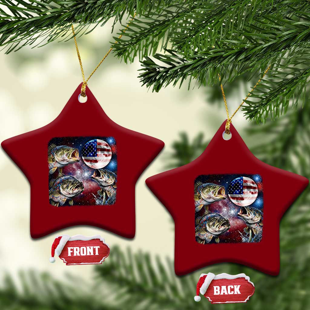 Patriotic Bass Fishing Moon Ceramic Ornament 4th Of July Fisherman Gift TS12 Print Your Wear