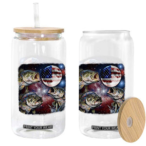 Patriotic Bass Fishing Moon Glass Can 4th Of July Fisherman Gift TS12 Print Your Wear