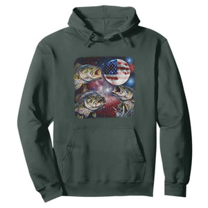 Patriotic Bass Fishing Moon Hoodie 4th Of July Fisherman Gift TS12 Dark Forest Green Print Your Wear