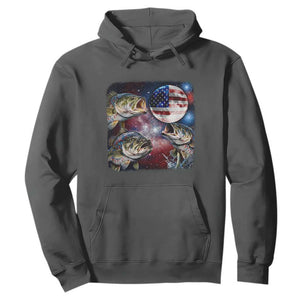 Patriotic Bass Fishing Moon Hoodie 4th Of July Fisherman Gift TS12 Dark Heather Print Your Wear