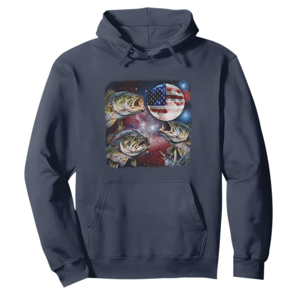 Patriotic Bass Fishing Moon Hoodie 4th Of July Fisherman Gift TS12 Navy Print Your Wear