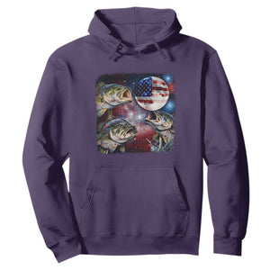 Patriotic Bass Fishing Moon Hoodie 4th Of July Fisherman Gift TS12 Purple Print Your Wear