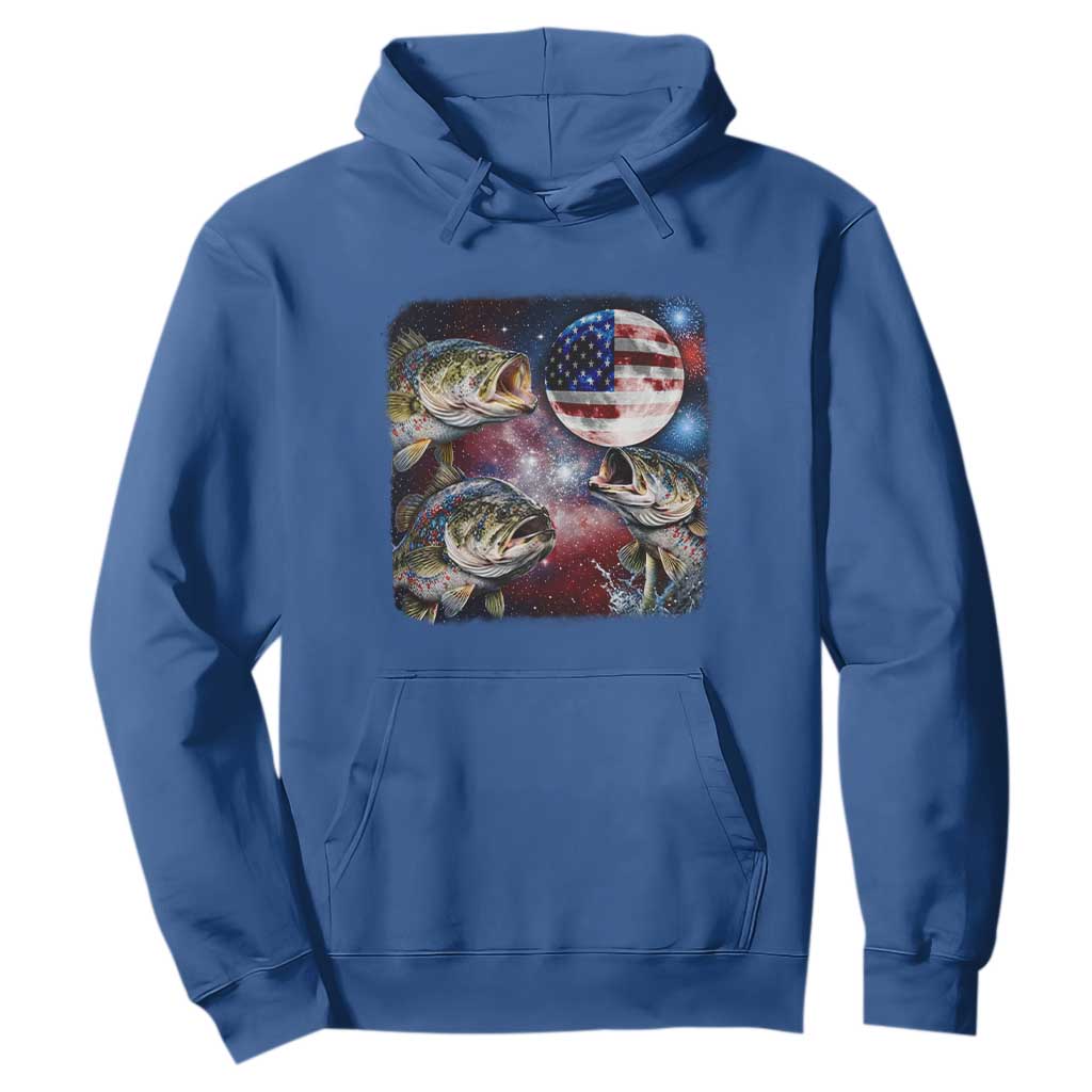 Patriotic Bass Fishing Moon Hoodie 4th Of July Fisherman Gift TS12 Royal Blue Print Your Wear