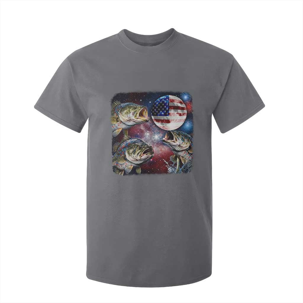 Patriotic Bass Fishing Moon T Shirt For Kid 4th Of July Fisherman Gift TS12 Charcoal Print Your Wear
