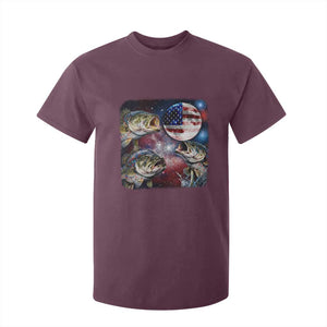 Patriotic Bass Fishing Moon T Shirt For Kid 4th Of July Fisherman Gift TS12 Maroon Print Your Wear