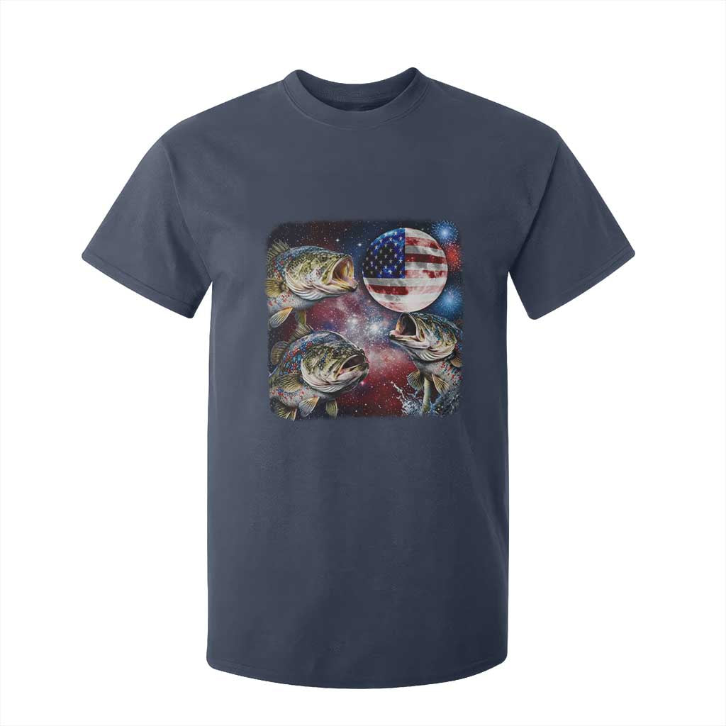Patriotic Bass Fishing Moon T Shirt For Kid 4th Of July Fisherman Gift TS12 Navy Print Your Wear