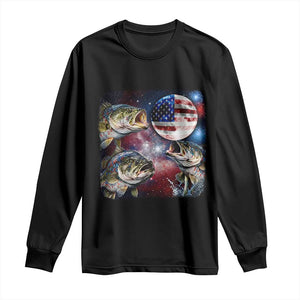 Patriotic Bass Fishing Moon Long Sleeve Shirt 4th Of July Fisherman Gift TS12 Black Print Your Wear