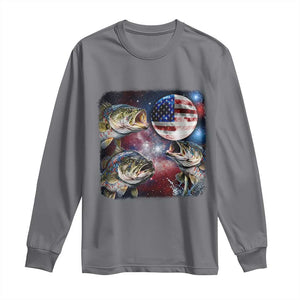 Patriotic Bass Fishing Moon Long Sleeve Shirt 4th Of July Fisherman Gift TS12 Charcoal Print Your Wear