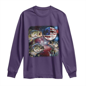 Patriotic Bass Fishing Moon Long Sleeve Shirt 4th Of July Fisherman Gift TS12 Purple Print Your Wear