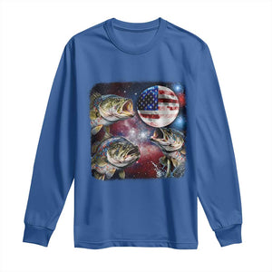 Patriotic Bass Fishing Moon Long Sleeve Shirt 4th Of July Fisherman Gift TS12 Royal Blue Print Your Wear