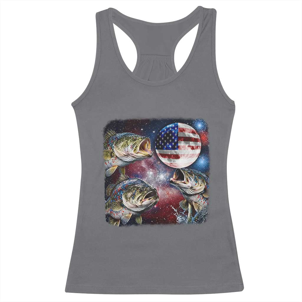 Patriotic Bass Fishing Moon Racerback Tank Top 4th Of July Fisherman Gift TS12 Charcoal Print Your Wear