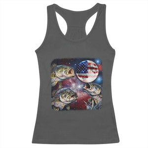 Patriotic Bass Fishing Moon Racerback Tank Top 4th Of July Fisherman Gift TS12 Dark Heather Print Your Wear