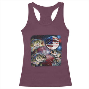 Patriotic Bass Fishing Moon Racerback Tank Top 4th Of July Fisherman Gift TS12 Maroon Print Your Wear