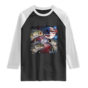 Patriotic Bass Fishing Moon Raglan Shirt 4th Of July Fisherman Gift TS12 Black White Print Your Wear