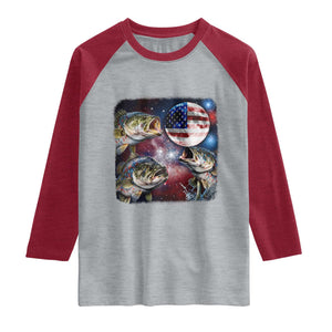 Patriotic Bass Fishing Moon Raglan Shirt 4th Of July Fisherman Gift TS12 Heather Gray Heather Red Print Your Wear
