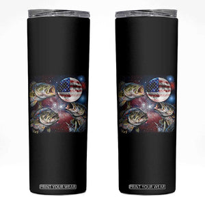 Patriotic Bass Fishing Moon Skinny Tumbler 4th Of July Fisherman Gift TS12 Black Print Your Wear