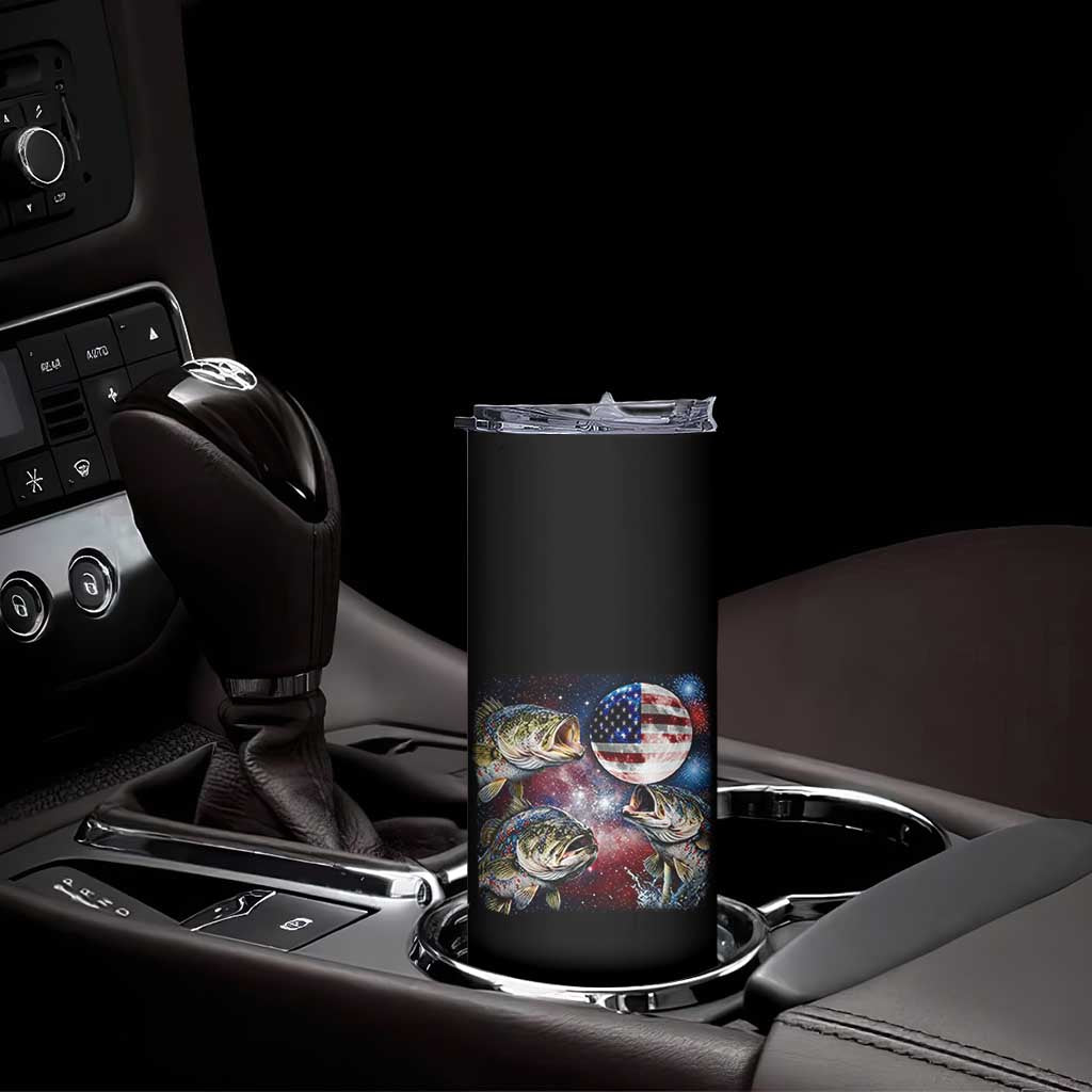 Patriotic Bass Fishing Moon Skinny Tumbler 4th Of July Fisherman Gift TS12 Print Your Wear