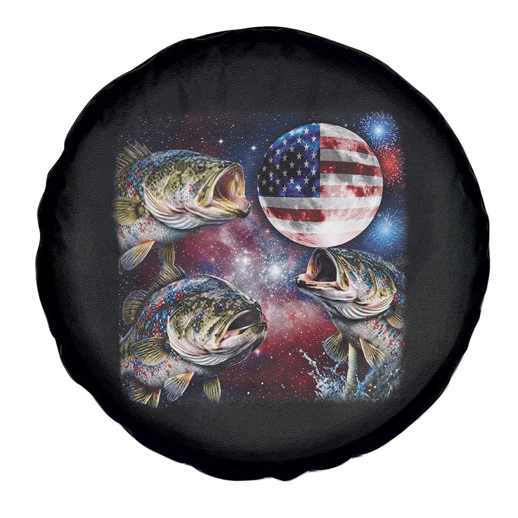 Patriotic Bass Fishing Moon Spare Tire Cover 4th Of July Fisherman Gift TS12 Print Your Wear